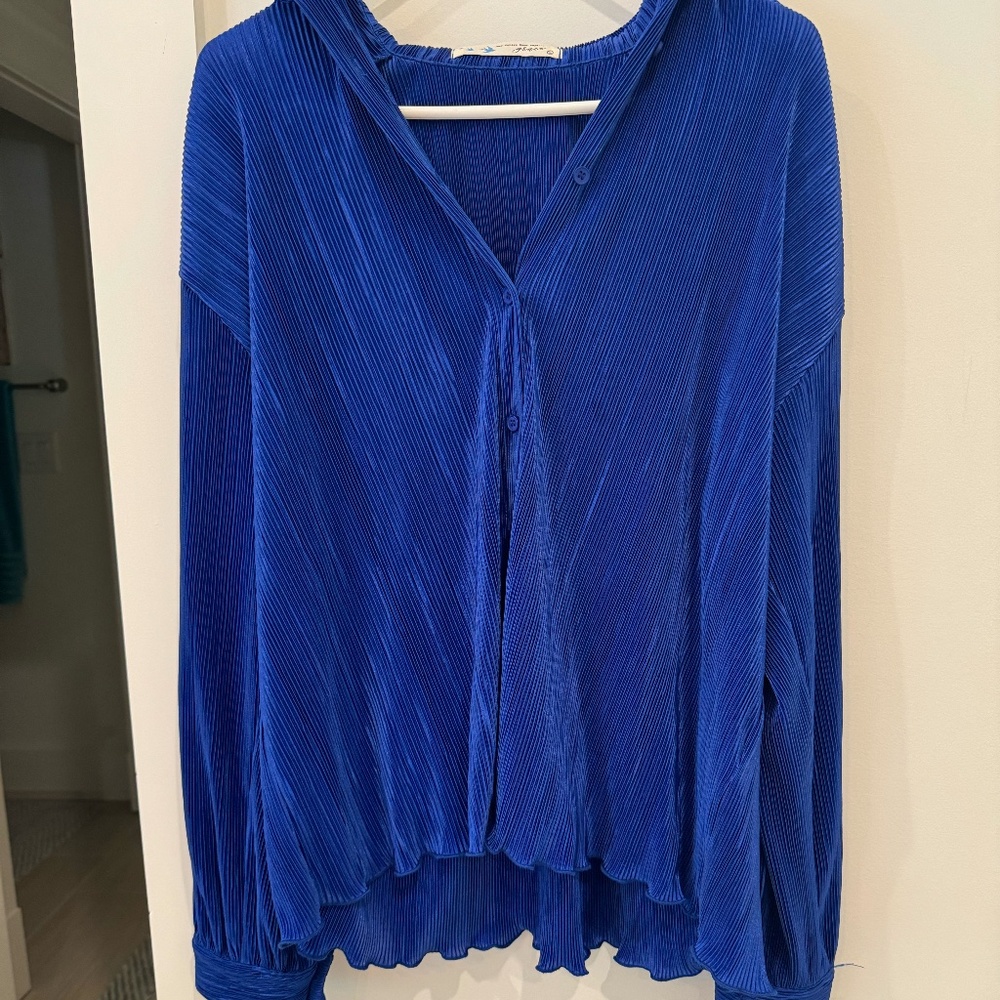 Silk Blue Button Down Shirt